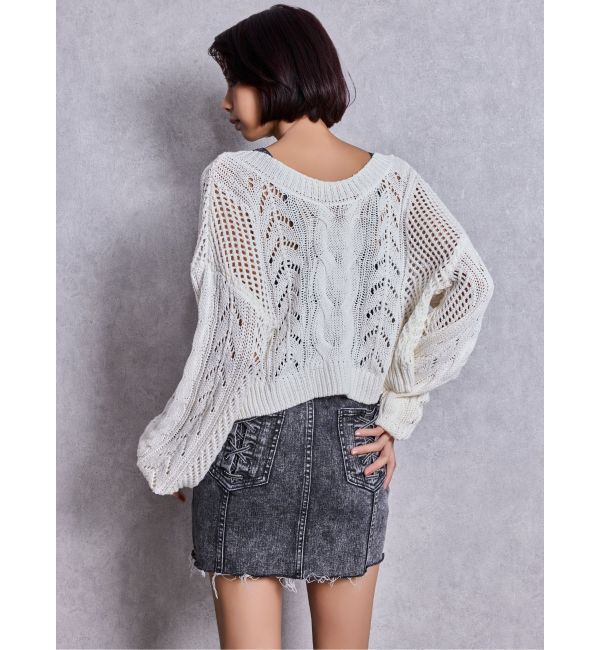 GYDA「2WAYメッシュブリーチニットトップス」|ニット・セーター|
