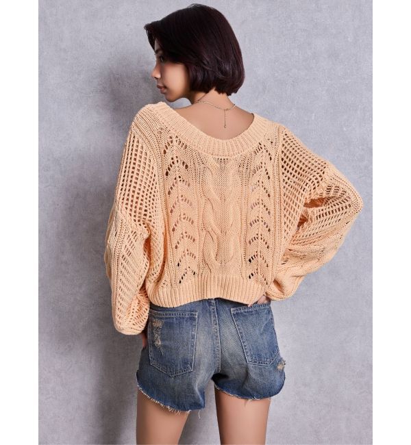 GYDA「2WAYメッシュブリーチニットトップス」|ニット・セーター|
