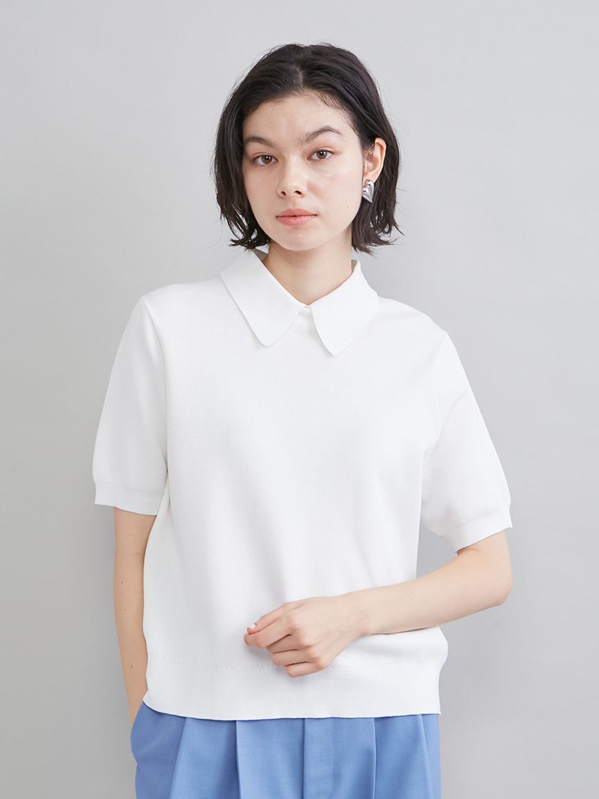 Mila Owen「【WEB限定カラー】２ＷＡＹ衿取り外しポロニットプルオーバー」|ニット・セーター|WHT