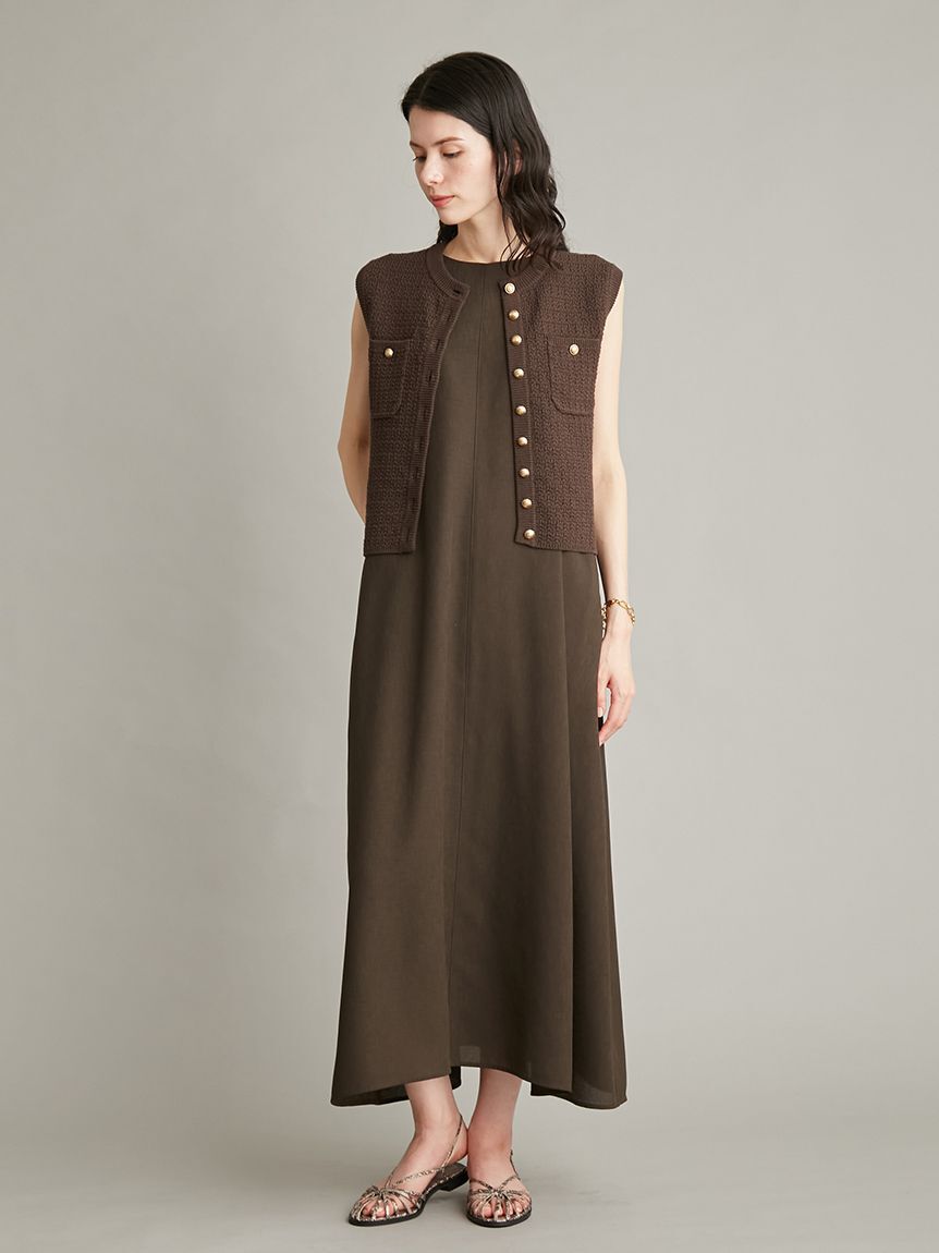 Mila Owen「【ウォッシャブル】金釦クロシェライクニットベスト」|ダウンベスト・ベスト|