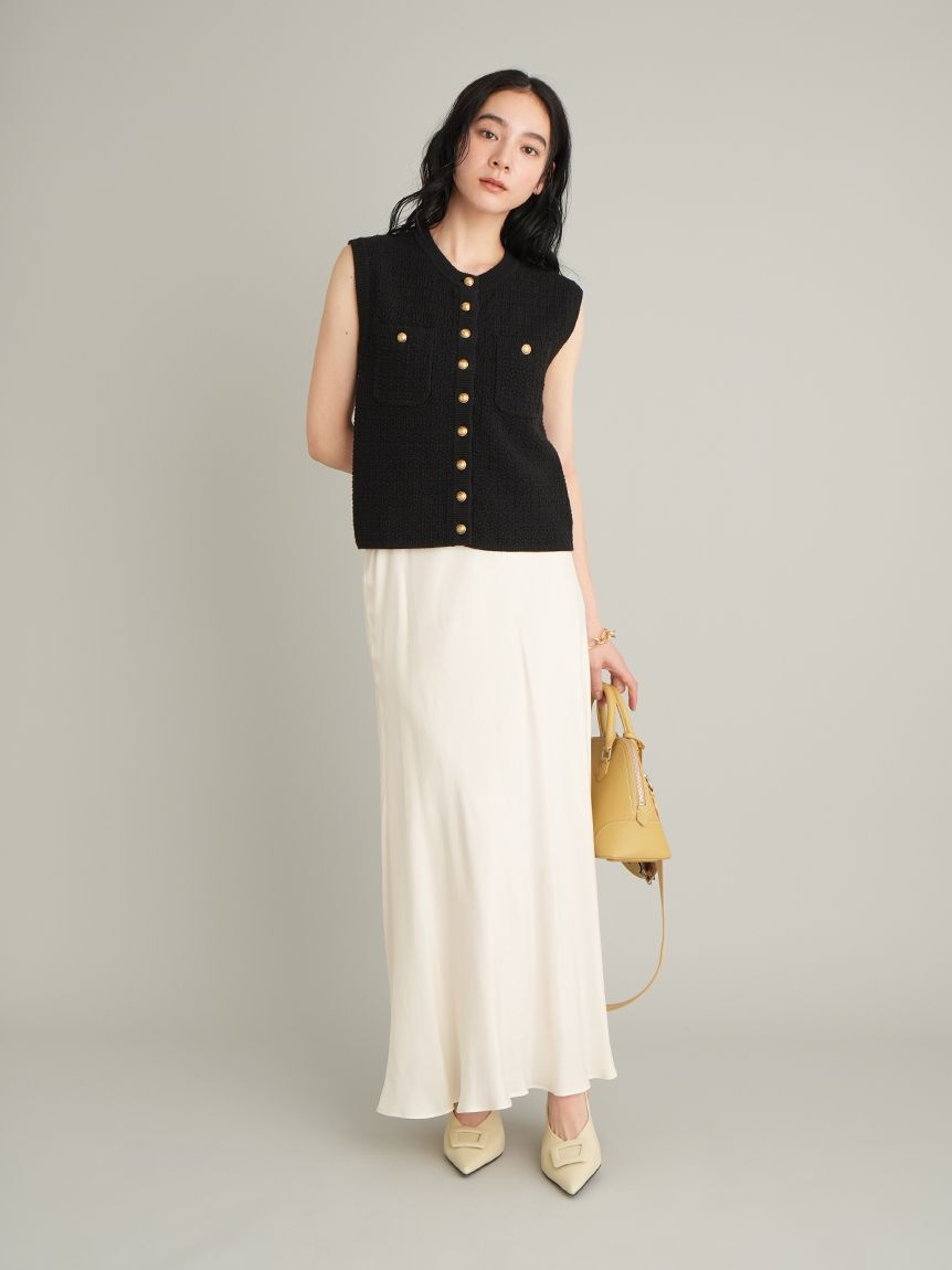 Mila Owen「【ウォッシャブル】金釦クロシェライクニットベスト」|ダウンベスト・ベスト|