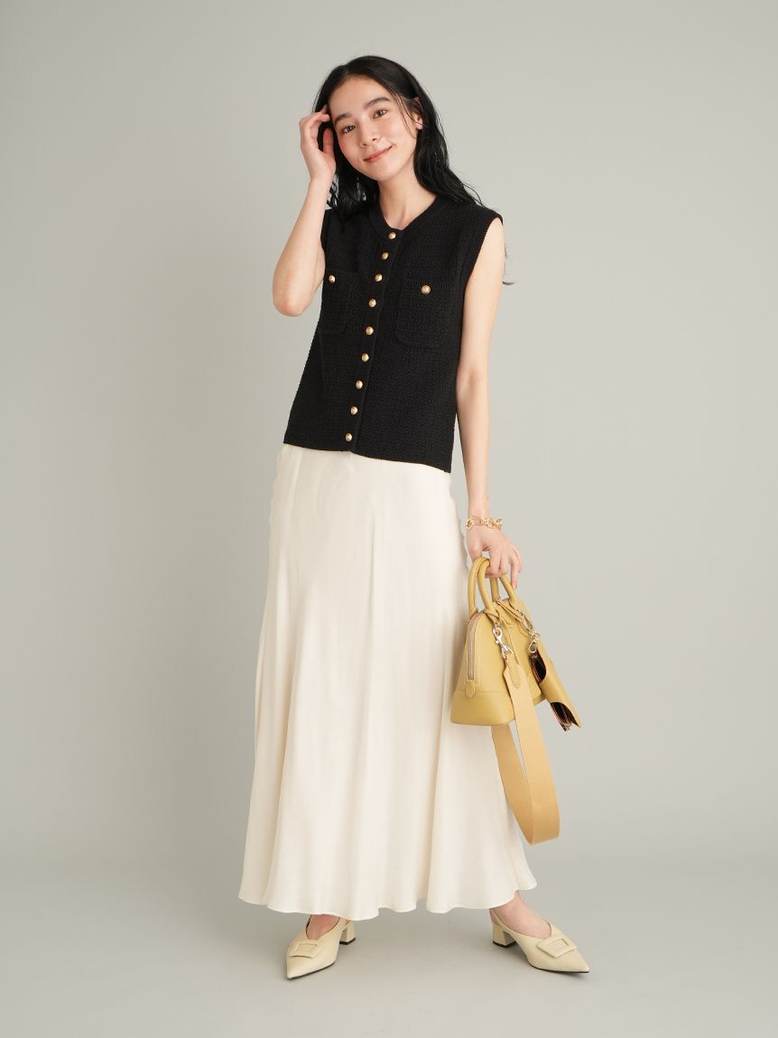 Mila Owen「【ウォッシャブル】金釦クロシェライクニットベスト」|ダウンベスト・ベスト|