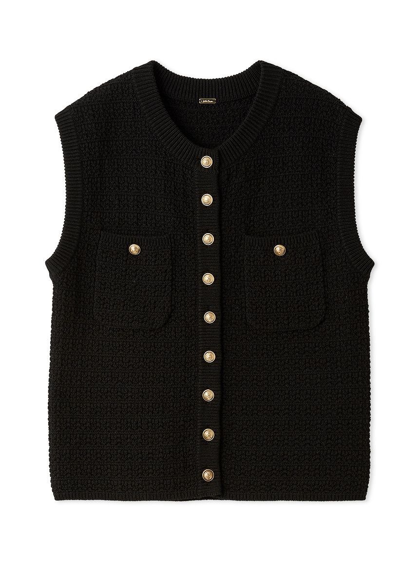 Mila Owen「【ウォッシャブル】金釦クロシェライクニットベスト」|ダウンベスト・ベスト|