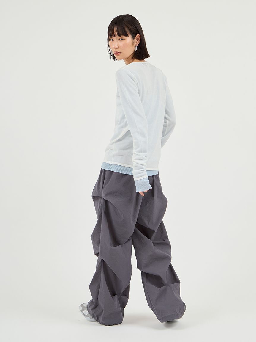 emmi atelier「ランダムタックナイロンワークパンツ」|チノ|