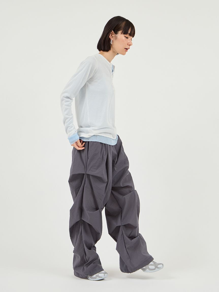 emmi atelier「ランダムタックナイロンワークパンツ」|チノ|