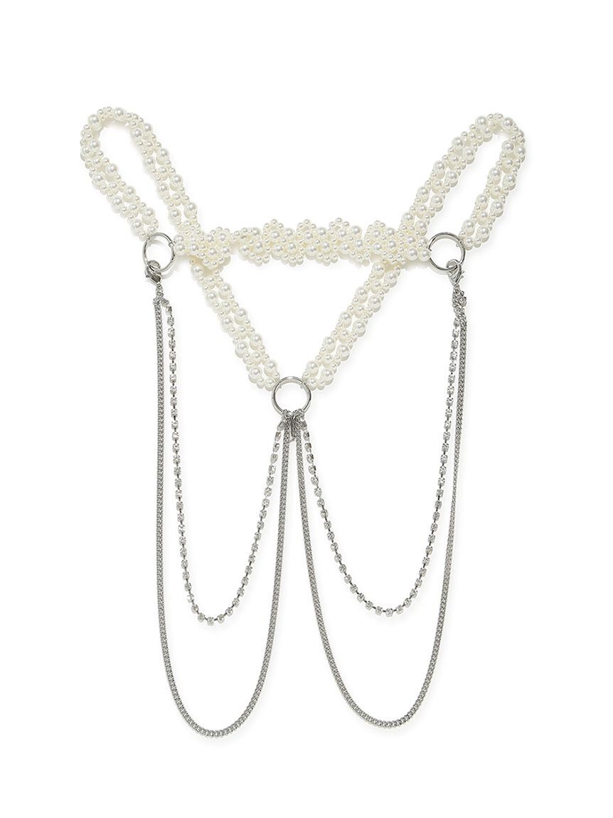 FURFUR「フラワーモチーフパールハーネス」|ベルト|SLV