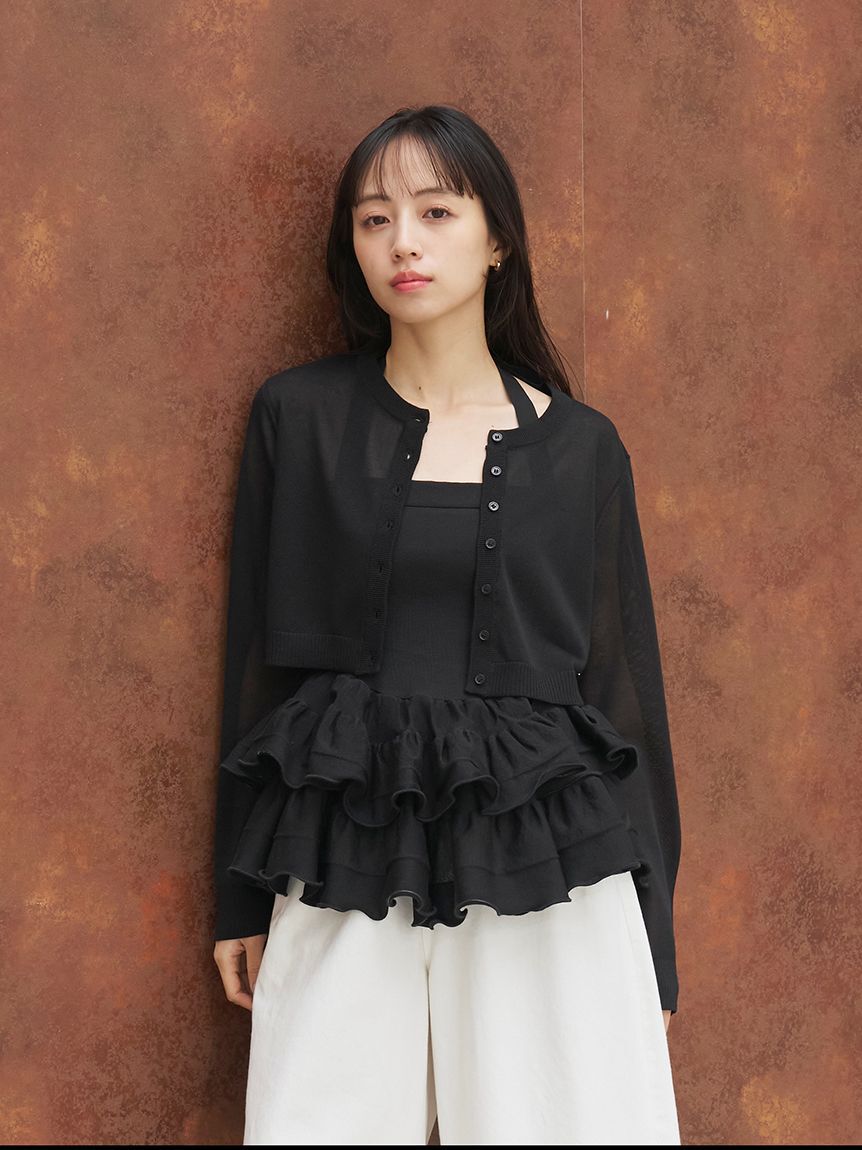 SNIDEL「ベーシックコンパクトシアーカーディガン」|カーディガン|BLK