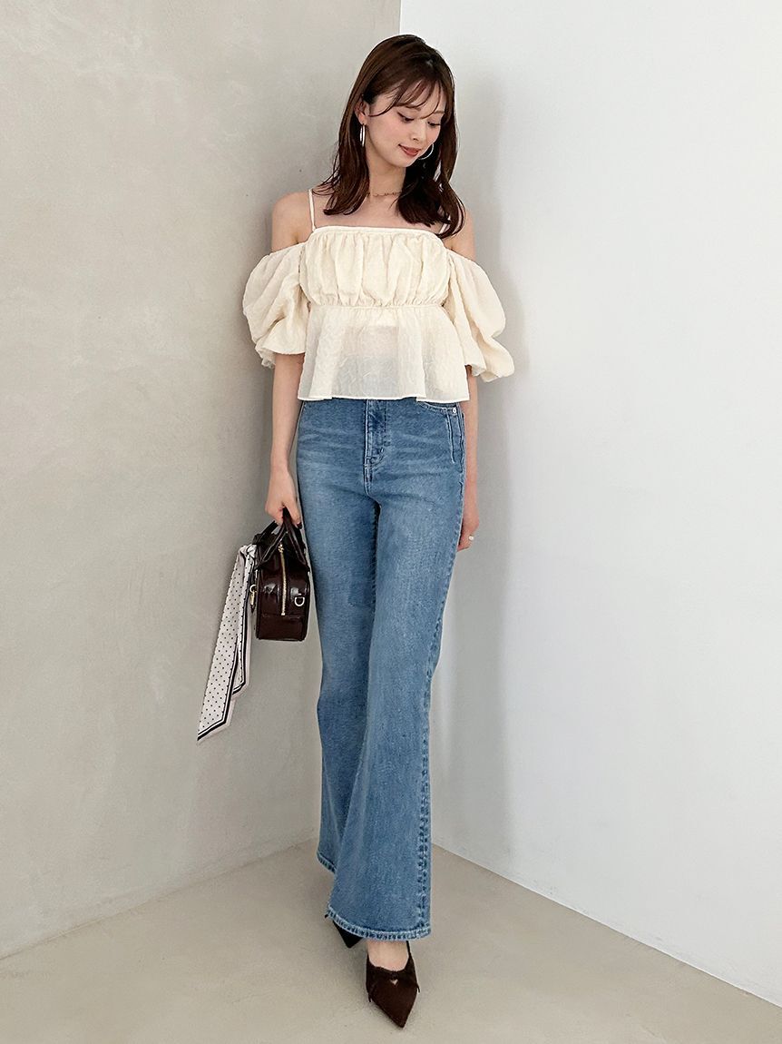 SNIDEL「【STYLE UP PANTS】フレアデニム」|デニム|