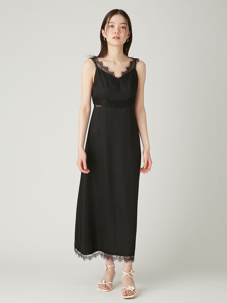 FRAY I.D「サイドカッティングレーストリムキャミワンピース」|ワンピース|