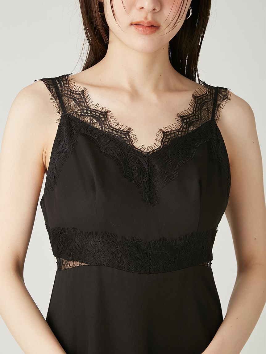 FRAY I.D「サイドカッティングレーストリムキャミワンピース」|ワンピース|