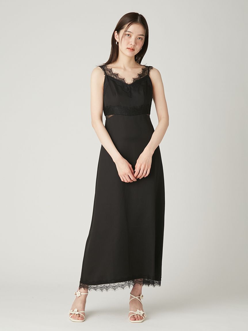 FRAY I.D「サイドカッティングレーストリムキャミワンピース」|ワンピース|