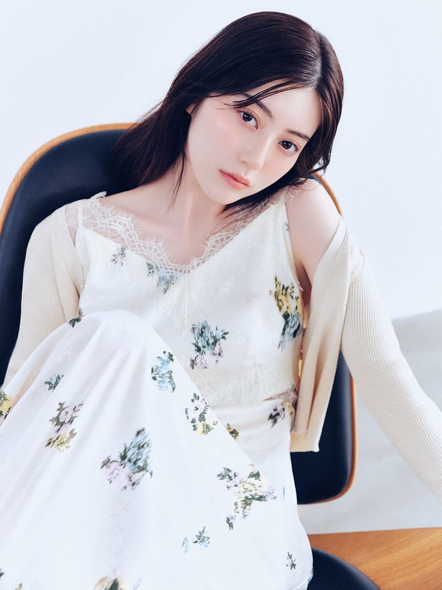 FRAY I.D「サイドカッティングレーストリムキャミワンピース」|ワンピース|