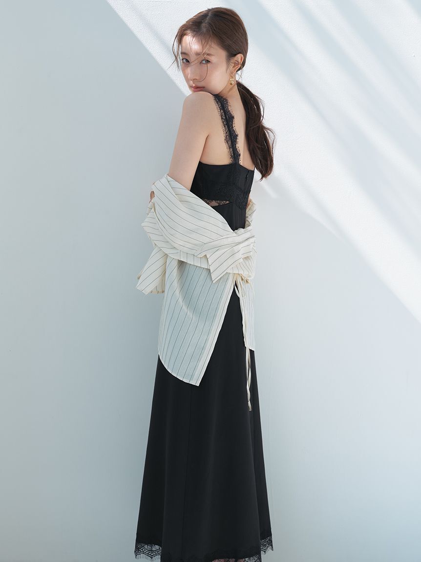 FRAY I.D「サイドカッティングレーストリムキャミワンピース」|ワンピース|