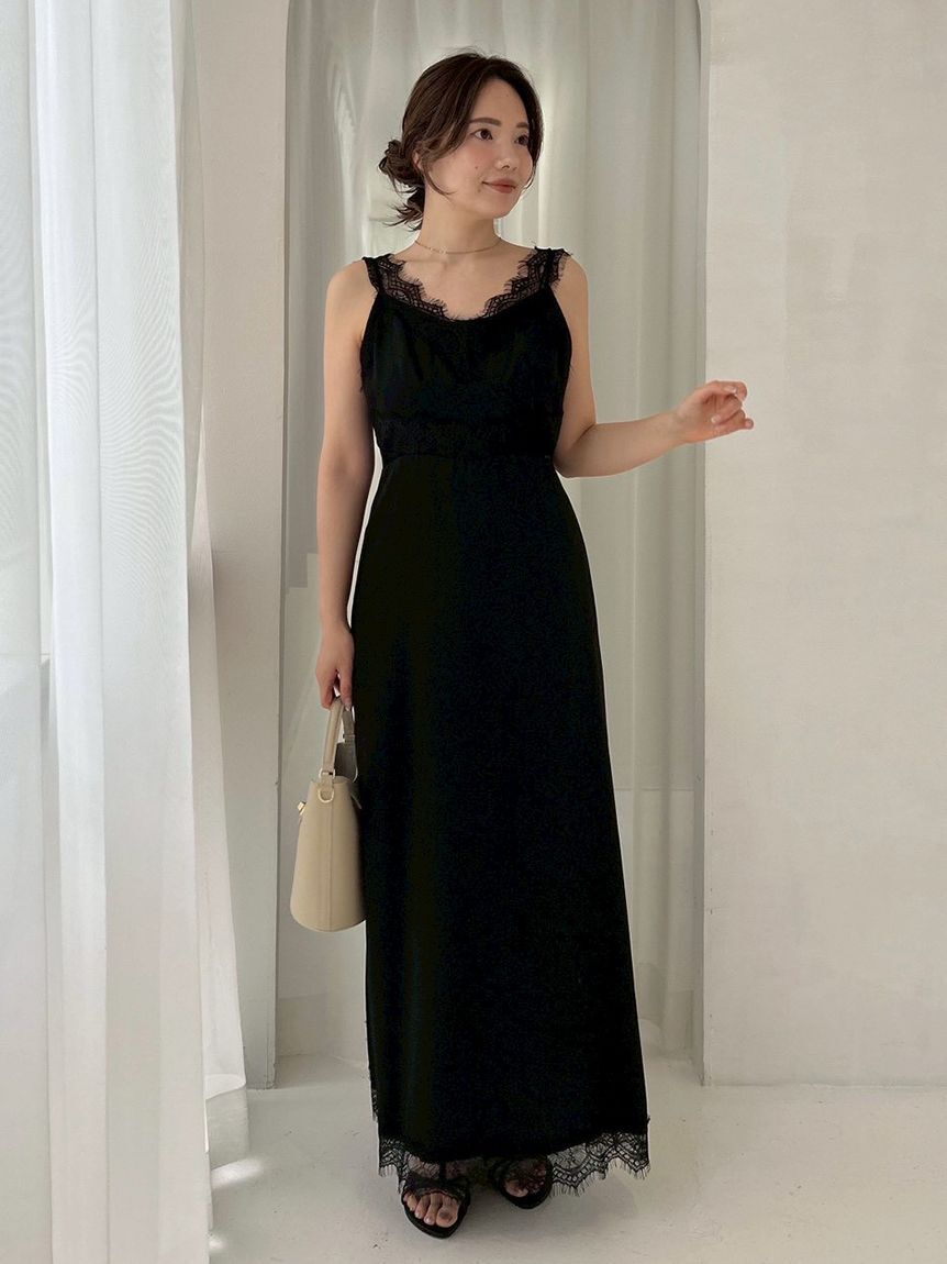 FRAY I.D「サイドカッティングレーストリムキャミワンピース」|ワンピース|