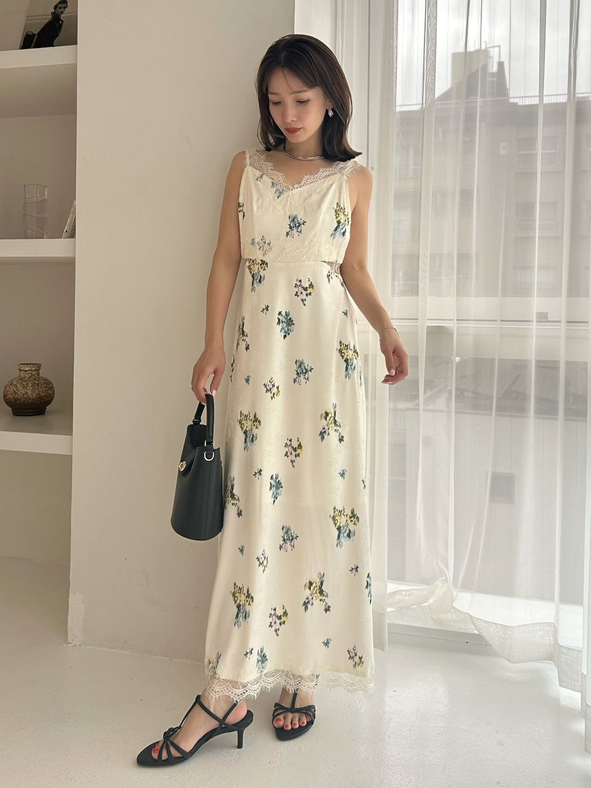 FRAY I.D「サイドカッティングレーストリムキャミワンピース」|ワンピース|