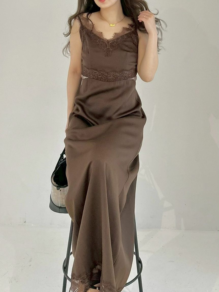 FRAY I.D「サイドカッティングレーストリムキャミワンピース」|ワンピース|BRW