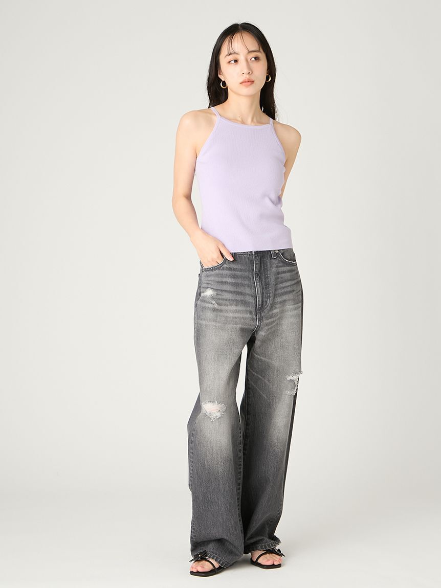 FRAY I.D「ハイライズダメージデニムパンツ」|デニム|