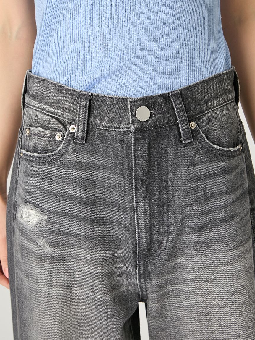 FRAY I.D「ハイライズダメージデニムパンツ」|デニム|