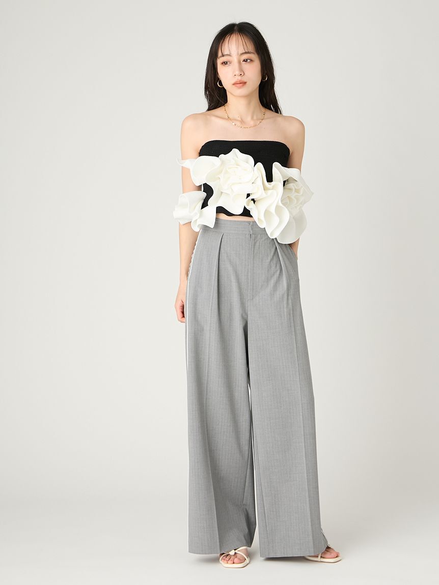 FRAY I.D「フラワーペプラムニットベアトップス」|ニット・セーター|