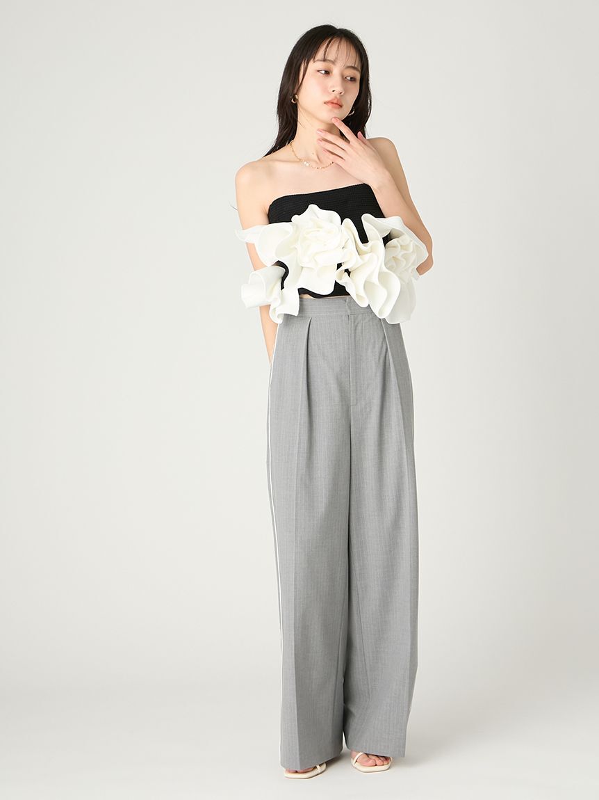 FRAY I.D「フラワーペプラムニットベアトップス」|ニット・セーター|