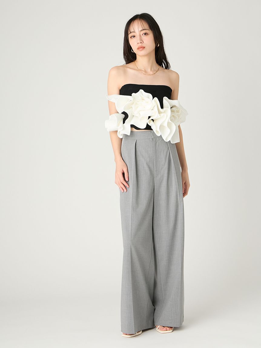 FRAY I.D「フラワーペプラムニットベアトップス」|ニット・セーター|