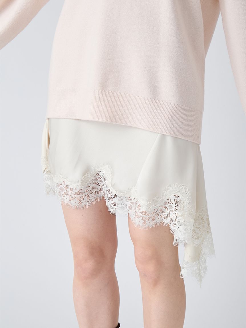 LILY BROWN「【WEB限定カラー】カシミヤブレンドニットセットサテンミニワンピース」|ワンピース|