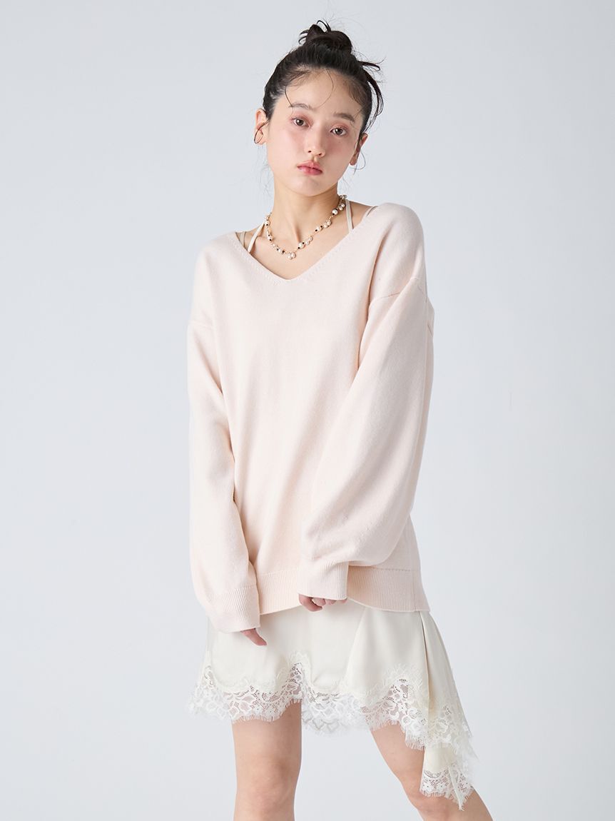 LILY BROWN「【WEB限定カラー】カシミヤブレンドニットセットサテンミニワンピース」|ワンピース|