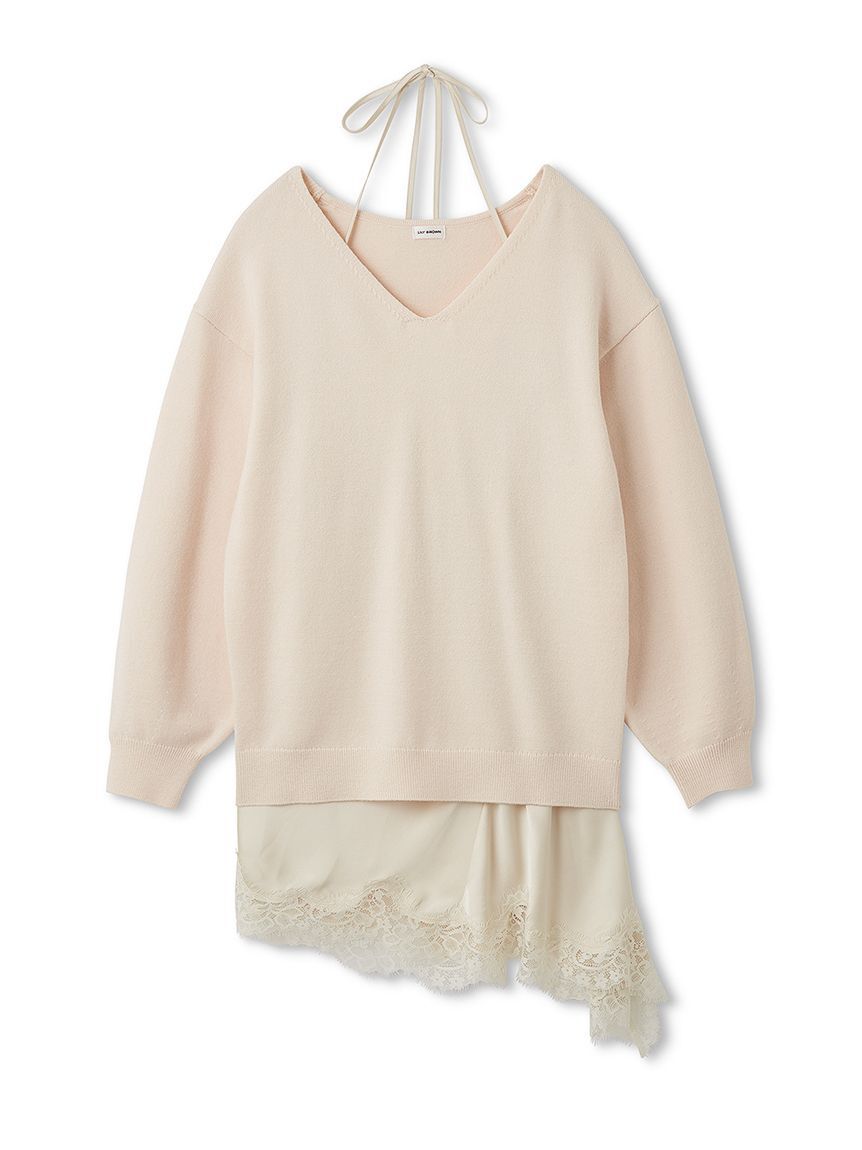 LILY BROWN「【WEB限定カラー】カシミヤブレンドニットセットサテンミニワンピース」|ワンピース|