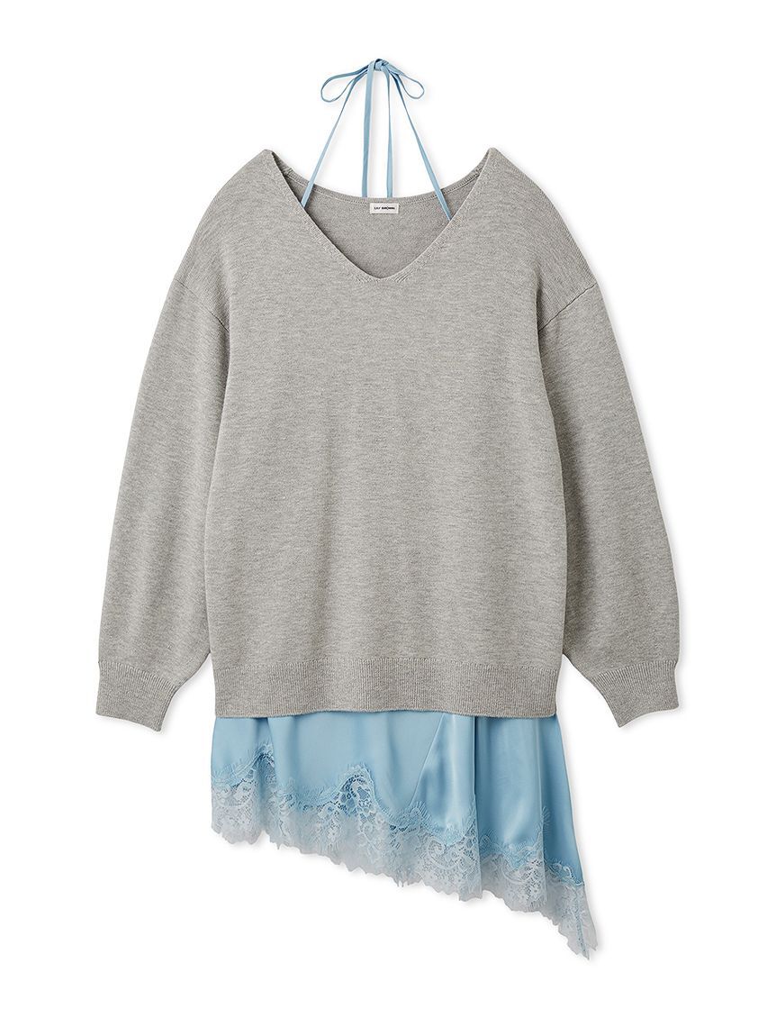 LILY BROWN「【WEB限定カラー】カシミヤブレンドニットセットサテンミニワンピース」|ワンピース|