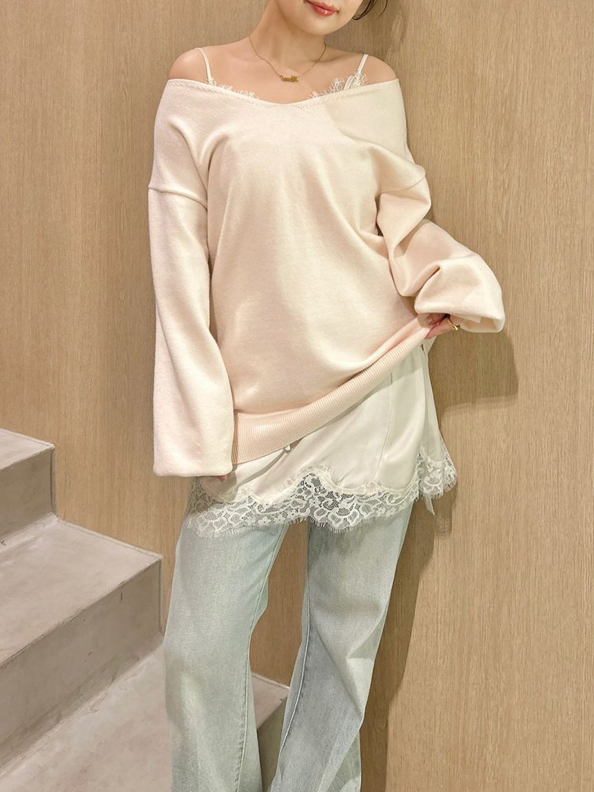 LILY BROWN「【WEB限定カラー】カシミヤブレンドニットセットサテンミニワンピース」|ワンピース|PNK