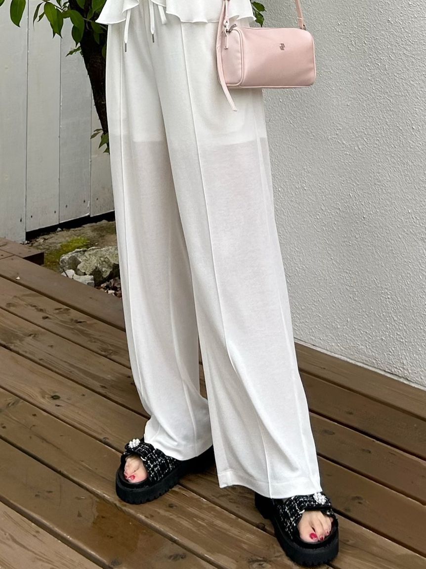 LILY BROWN「【LUMISHADE】カットロングパンツ」|チノ|