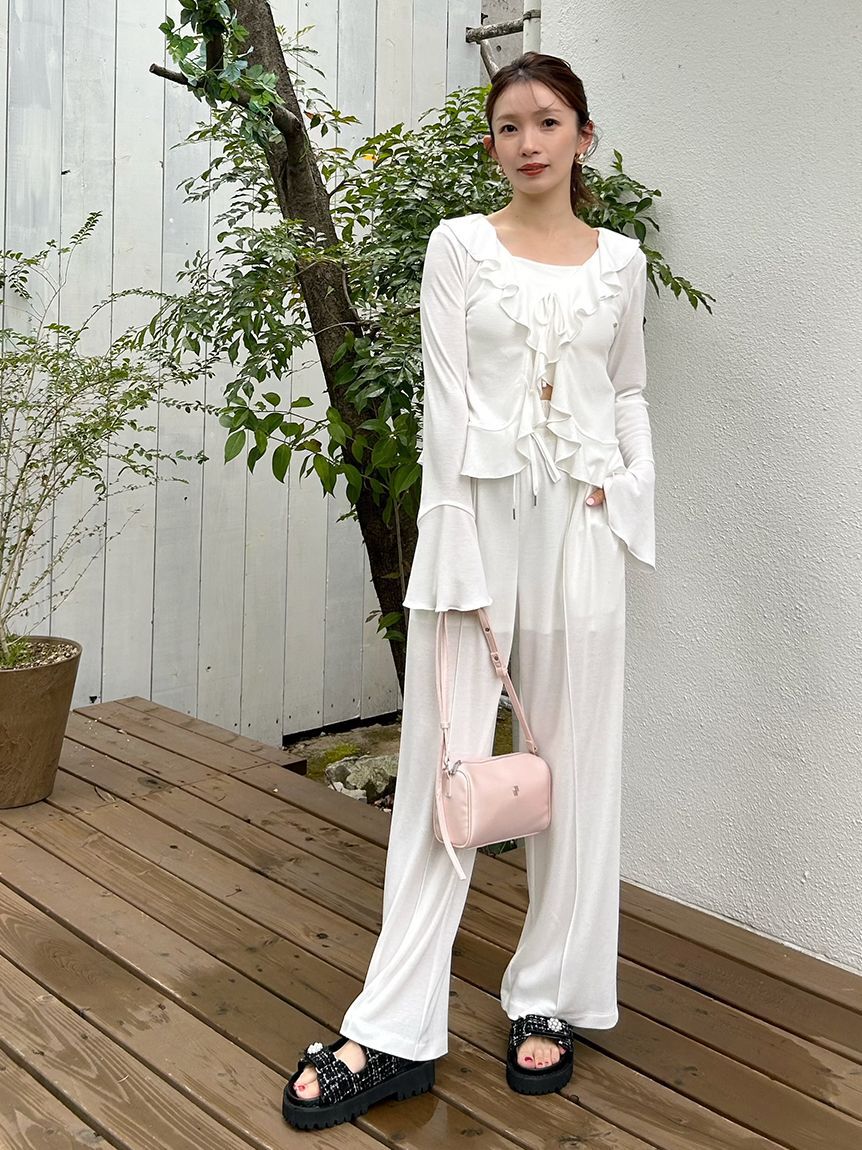 LILY BROWN「【LUMISHADE】カットロングパンツ」|チノ|