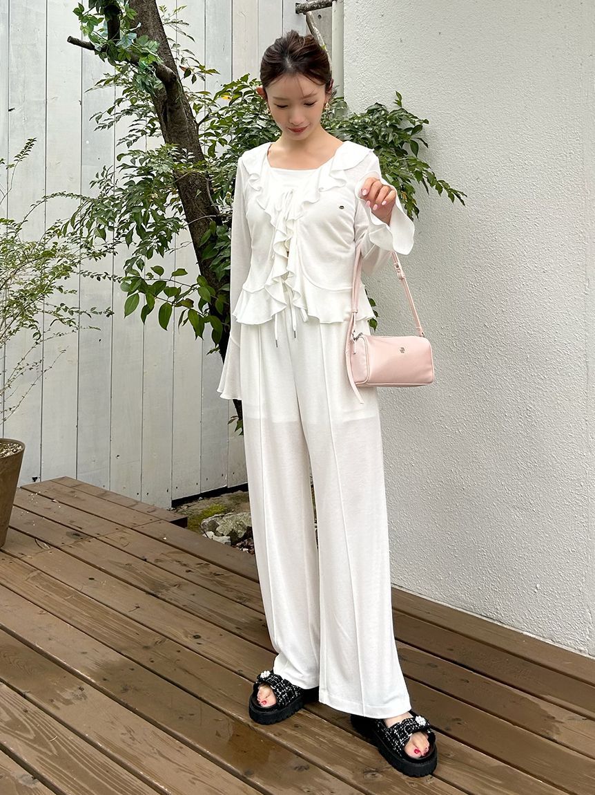 LILY BROWN「【LUMISHADE】カットロングパンツ」|チノ|