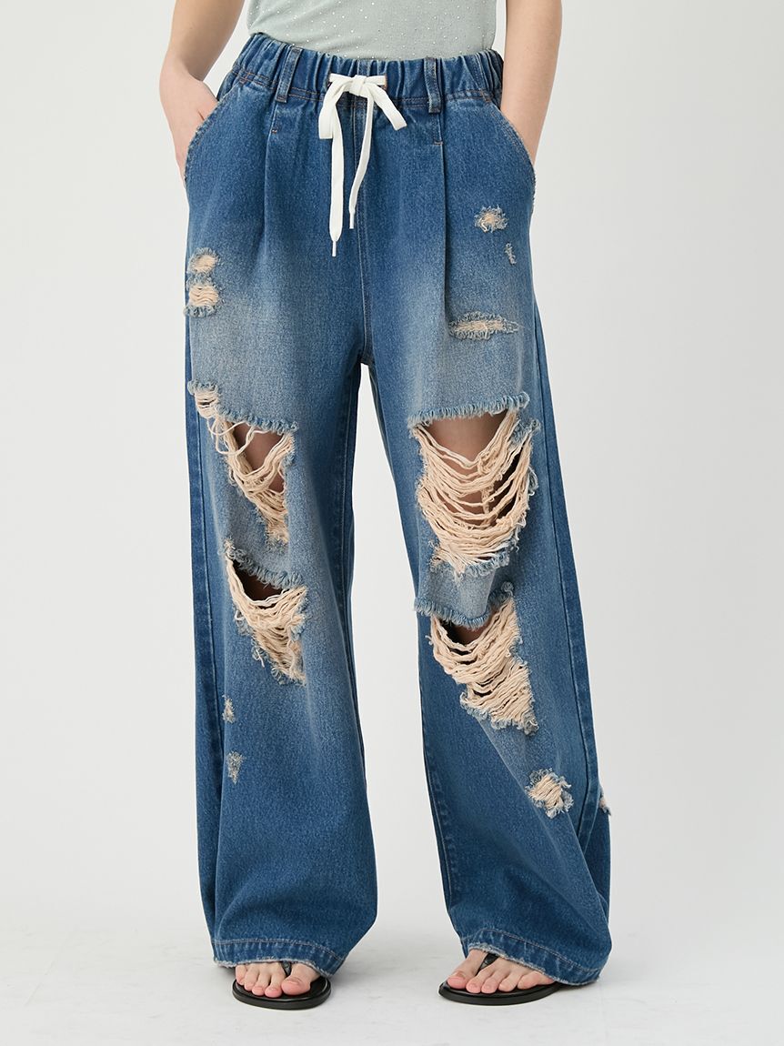 LILY BROWN「ワイドレッグリラックスデニムパンツ」|デニム|