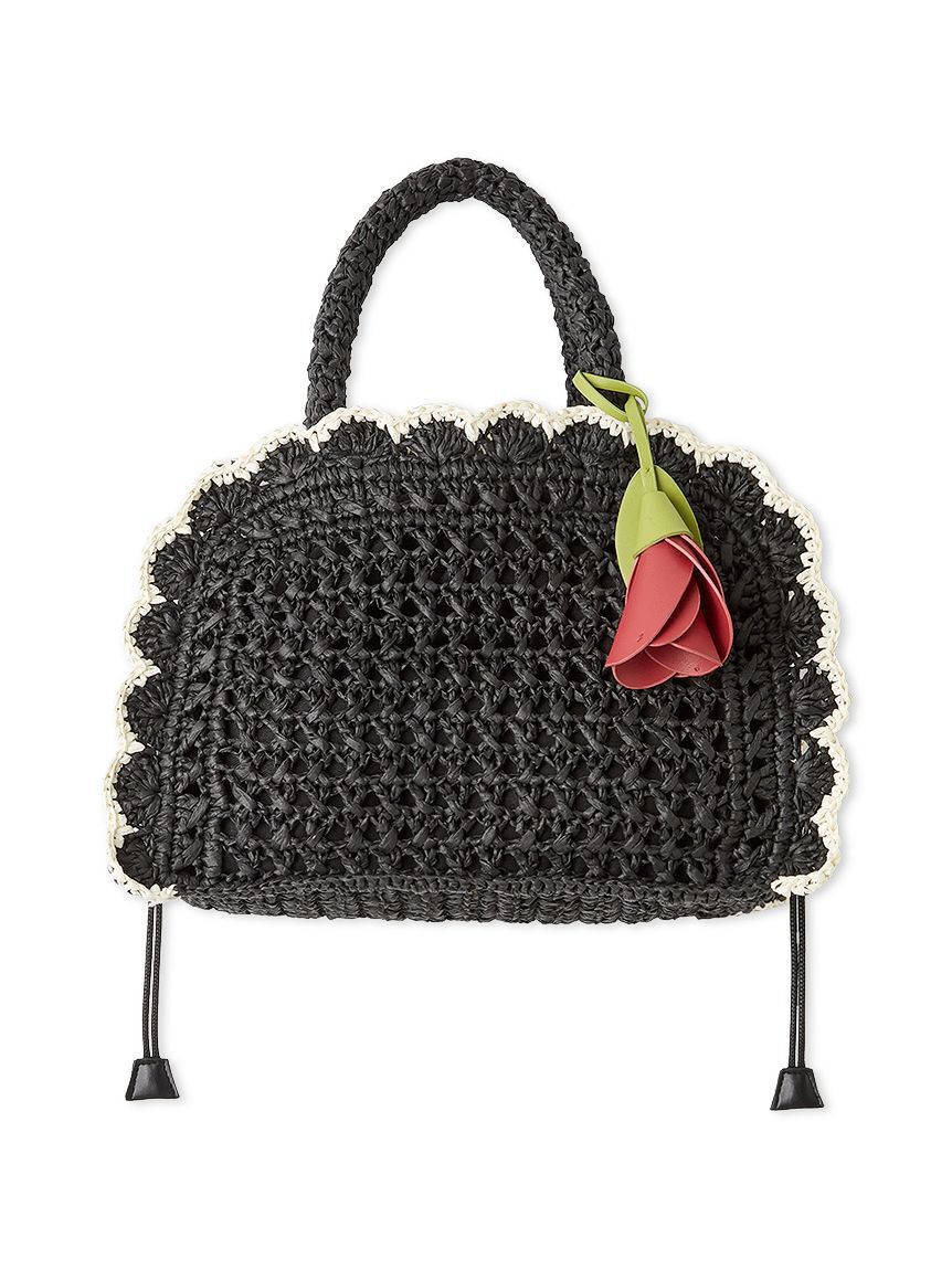 LILY BROWN「フラワーチャーム付きラッフルかごバッグ」|かごバッグ|