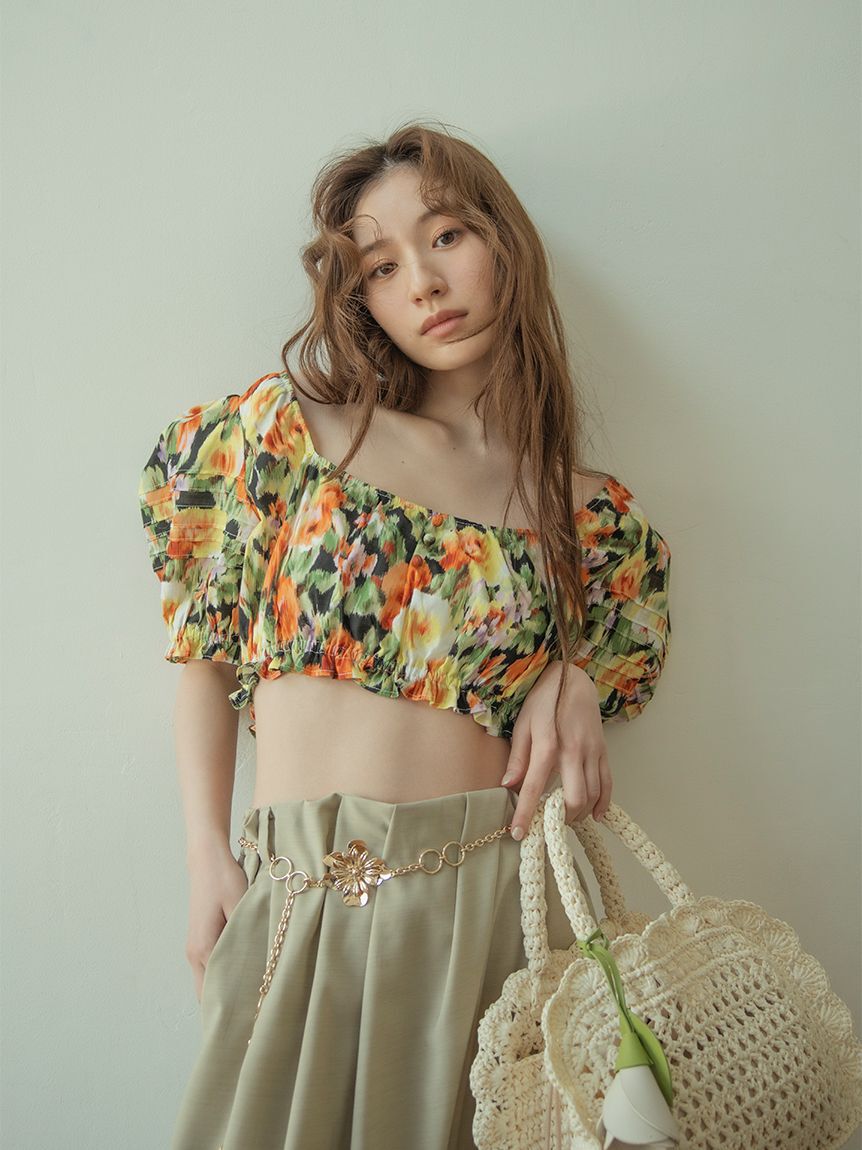 LILY BROWN「フラワーチャーム付きラッフルかごバッグ」|かごバッグ|