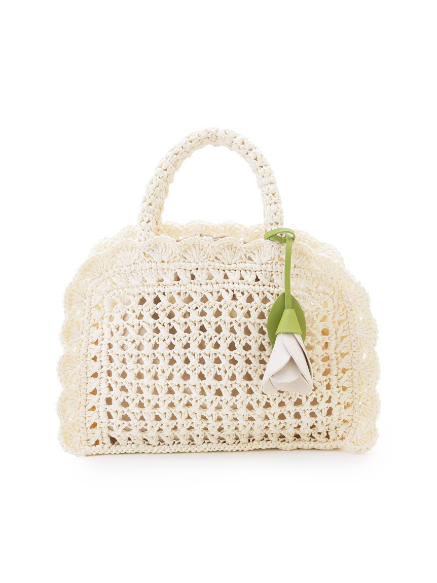 LILY BROWN「フラワーチャーム付きラッフルかごバッグ」|かごバッグ|