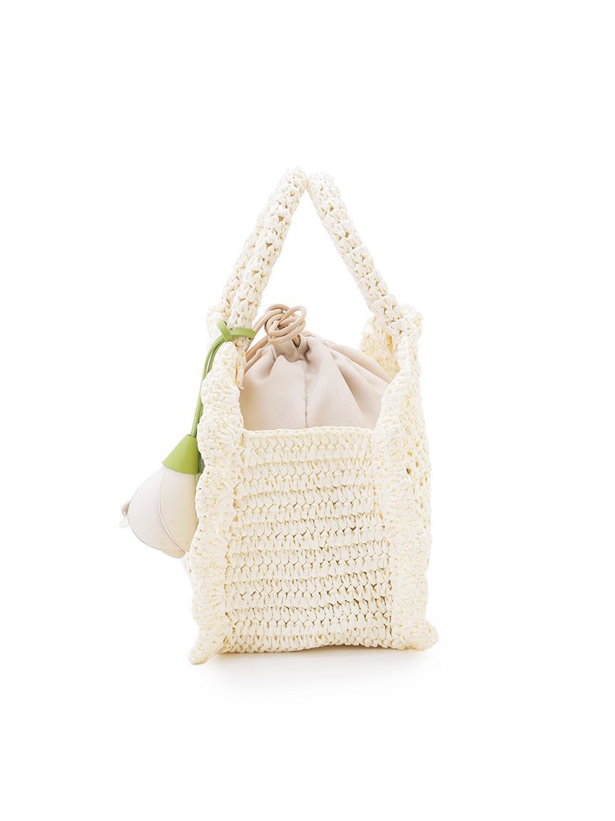LILY BROWN「フラワーチャーム付きラッフルかごバッグ」|かごバッグ|