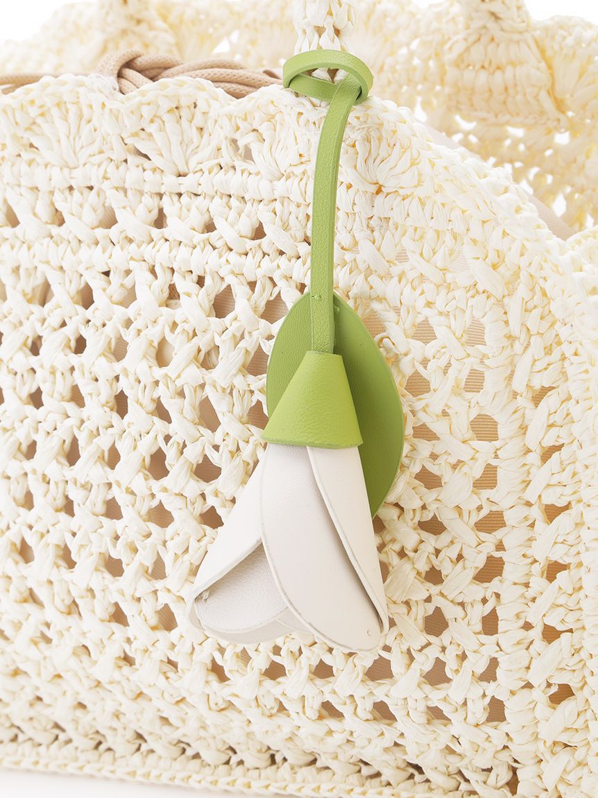 LILY BROWN「フラワーチャーム付きラッフルかごバッグ」|かごバッグ|