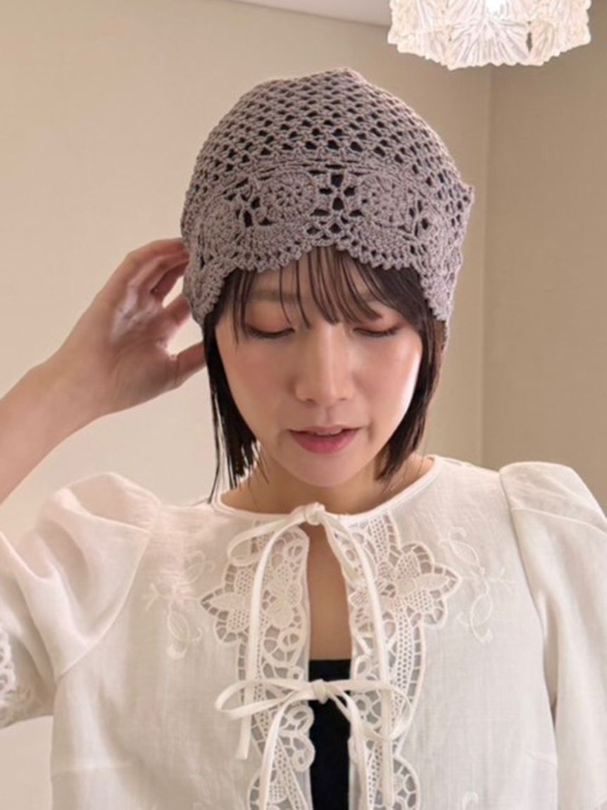 LILY BROWN「サマークロシェビーニー」|ニット帽|GRY