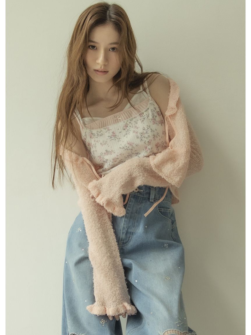 LILY BROWN「ツイストヤーンフリルカーディガン」|カーディガン|