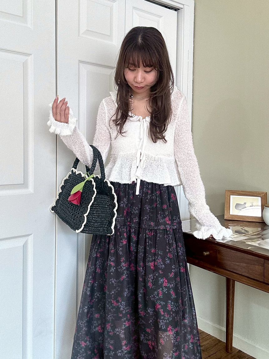 LILY BROWN「ツイストヤーンフリルカーディガン」|カーディガン|