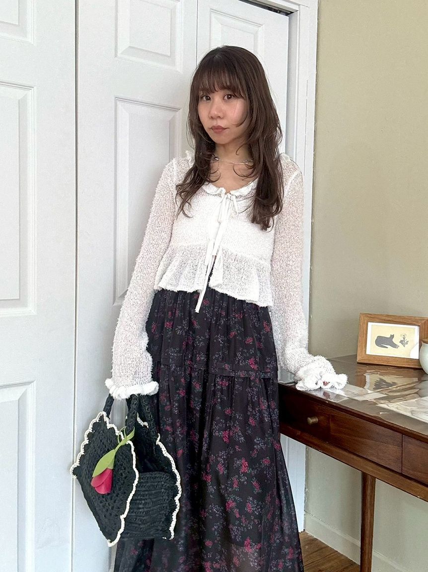 LILY BROWN「ツイストヤーンフリルカーディガン」|カーディガン|