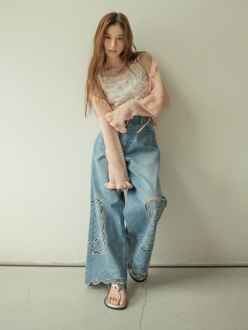 LILY BROWN「ツイストヤーンフリルカーディガン」|カーディガン|