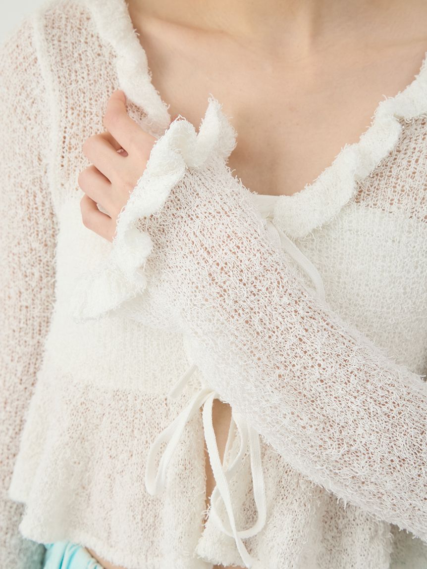 LILY BROWN「ツイストヤーンフリルカーディガン」|カーディガン|