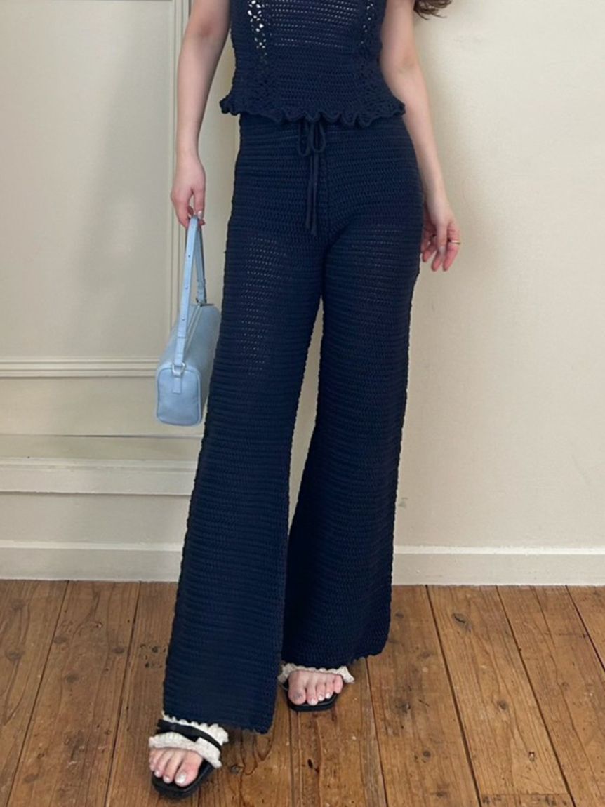 LILY BROWN「クロシェトリムニットパンツ」|チノ|