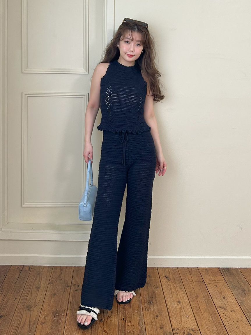 LILY BROWN「クロシェトリムニットパンツ」|チノ|