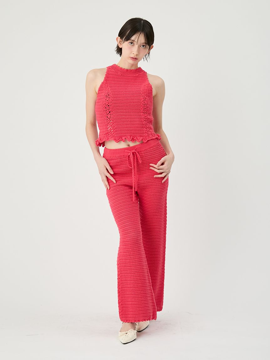 LILY BROWN「クロシェトリムニットパンツ」|チノ|