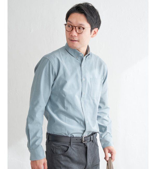 ikka「【吸水速乾】イージーケアオックスボタンダウンシャツ」|シャツ・ブラウス|グリーン