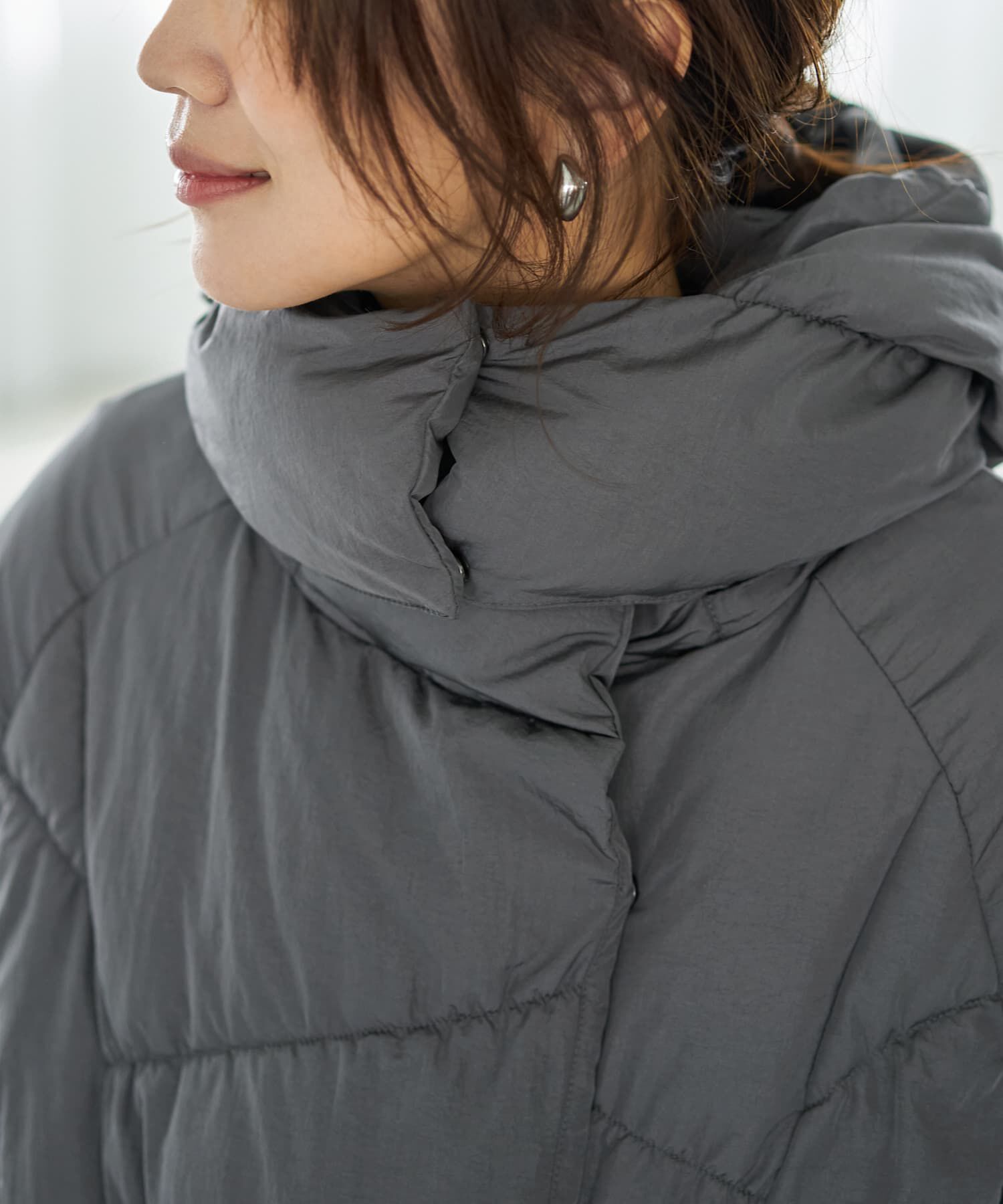 STYLE DELI「【LUXE】暖か軽量◆機能中綿ギャザーロングコート」|ダウン|